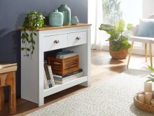 Konsolentisch >WL6.386< in Weiß / Eiche Dekor, Holzwerkstoff - 85x76x35 (BxHxT)