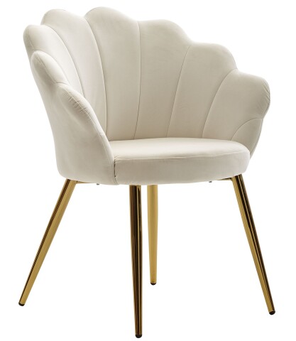 Sessel >WL6.438< in Weiß / Gold, Samt - 47,5x80x53cm (BxHxT)