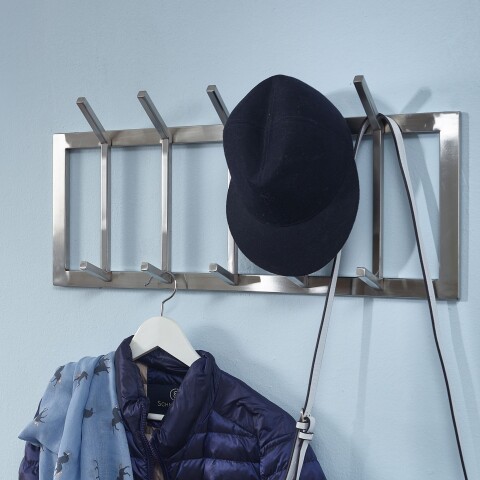 Wandgarderobe >WL6.443< in matt poliert, Metall - 65x30x10cm (BxHxT)