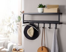 Wandgarderobe >WL6.449< in Schwarz, Metall - 70x20x20cm (BxHxT)