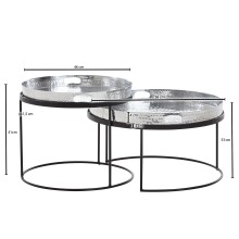 Satztisch >WL6.462< (2-teilig) in Silber / Schwarz, Metall - 33x56cm (HxD)
