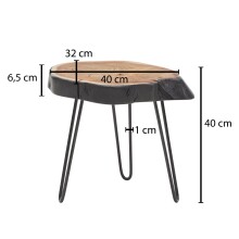 Beistelltisch >WL6.475< in Akazie / schwarz - 40x40x32 (BxHxT)