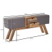 Sitzbank >WL6.480< in Grau / Mango, Stoff / Massivholz - 120x56x30cm (BxHxT)