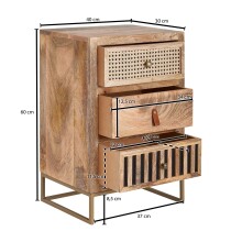 Nachtkommode >WL6.482< in Mango, Massivholz - 40x60x30cm (BxHxT)