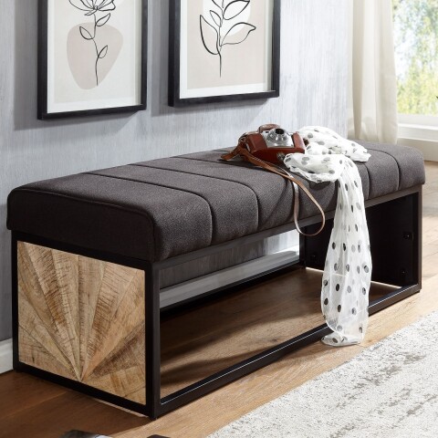 Sitzbank >WL6.487< in Mango / Schwarz - 105x40x40 (BxHxT)