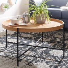 Couchtisch >WL6.493< in Eiche / schwarz, furniert / Metall - 40x78cm (HxD)