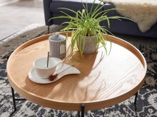 Couchtisch >WL6.493< in Eiche / schwarz, furniert / Metall - 40x78cm (HxD)