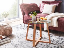 Couchtisch >WL6.494< in Eiche, Glas / Massivholz - 47x58cm (HxD)