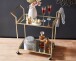 Servierwagen >WL6.505< in Gold, Metall / Glas - 73x78x37cm (BxHxT)