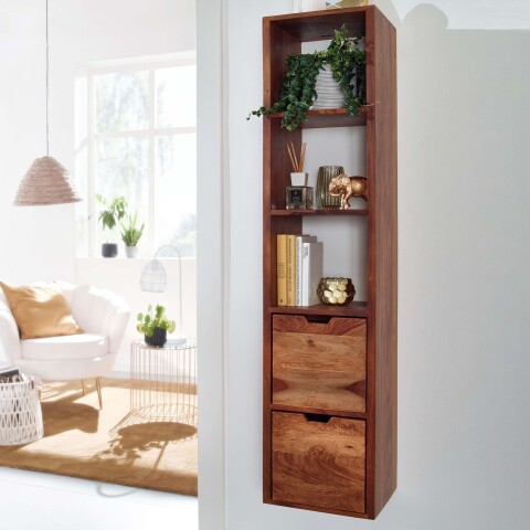 Hängeregal >WL6.522< in Sheesham, Massivholz - 35x150x30cm (BxHxT)