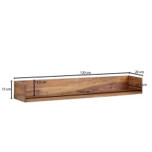 Wandboard >WL6.523< in Sheesham, Massivholz - 120x15x20cm (BxHxT)