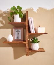Wandregal >WL6.528< in Sheesham, Massivholz - 58x60x15cm (BxHxT)