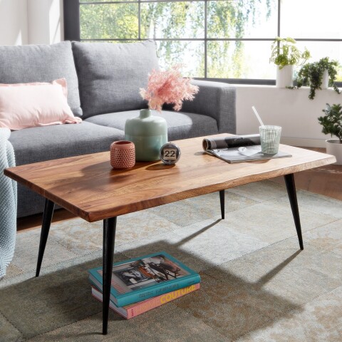 Couchtisch >WL6.543< in Sheesham / schwarz - 110x40x60 (BxHxT)