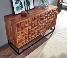Sideboard >WL6.545< in Sheesham / schwarz - 145x81x45 (BxHxT)
