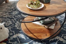 Couchtisch >WL6.551< in Sheesham / schwarz, Massivholz / Edelstahl - 35x58 (HxT)