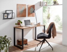 Schreibtisch >WL6.569< in Eiche Dekor, Holzwerkstoff - 120x76x60cm (BxHxT)