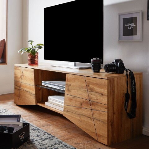 Lowboard >WL6.577< in Eiche Dekor, Holzwerkstoff - 160x50x40cm (BxHxT)