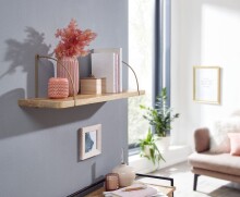 Wandboard >WL6.595< in Mango / gold, Massivholz / Metall - 60x25x22cm (BxHxT)