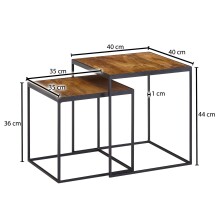 Satztisch >WL6.635< (2-teilig) in Mango / schwarz - 40x44x40 (BxHxT)