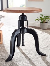 Drehhocker >WL6.658< in Akazie / schwarz, Massivholz & Metall - 48x39cm (HxT)