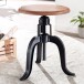 Drehhocker >WL6.658< in Akazie / schwarz, Massivholz & Metall - 48x39cm (HxT)