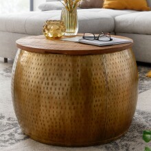 Couchtisch >WL6.705< in Mango / gold, Massivholz...