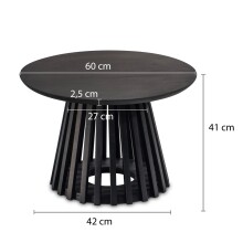 Couchtisch >WL6.810< in Mango Schwarz, Massivholz - 41x60cm (HxD)