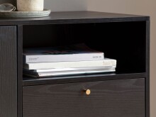 Sideboard >WL6.826< in Eiche Schwarz, Holzwerkstoff - 140x75x40cm (BxHxT)