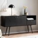 Sideboard >WL6.826< in Eiche Schwarz, Holzwerkstoff - 140x75x40cm (BxHxT)