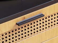 Kommode >WL6.830< in Schwarz / Wiener Geflecht, Holzwerkstoff - 80x87x40 (BxHxT)