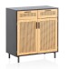 Kommode >WL6.830< in Schwarz / Wiener Geflecht, Holzwerkstoff - 80x87x40 (BxHxT)