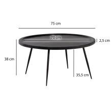 Couchtisch >WL6.838< in Mango Schwarz, Massivholz - 38x75cm (HxD)