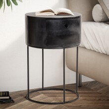 Nachttisch >WL6.848< in Mango Schwarz, Massivholz - 60x40cm (HxD)