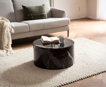 Couchtisch >MONOBLOC< in Marmor Optik schwarz, MDF - 30x60cm (HxD)