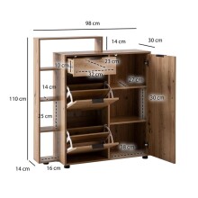 Schuhkommode >WL6.878< in Eiche Dekor, Holzwerkstoff - 98x110x30cm (BxHxT)