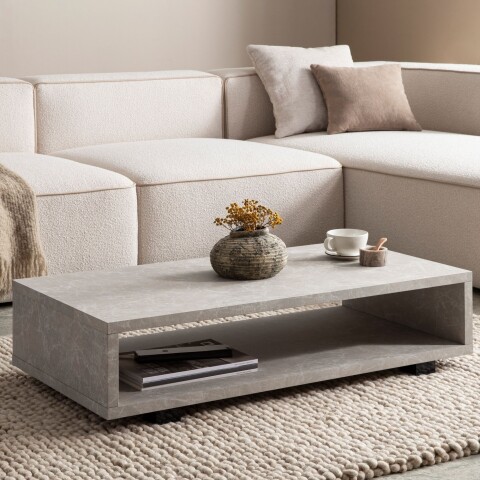 Couchtisch >WL6.934< in Stein-Optik, Holzwerkstoff - 100x25x50cm (BxHxT)