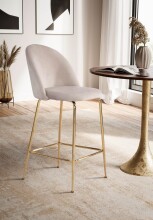 Barhocker >WL6.943< (2er-Set) in Beige & gold, Samt - 50x102x50cm (BxHxT)