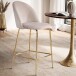 Barhocker >WL6.943< (2er-Set) in Beige & gold, Samt - 50x102x50cm (BxHxT)