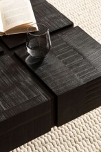 Couchtisch >WL6.980< in Mango schwarz, Massivholt / Metall - 60x40x60cm (BxHxT)
