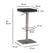 Barhocker >WL6.982< in Schwarz & Edelstahl - 37x82x37cm (BxHxT)
