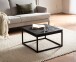 Couchtisch >WL6.986< in Mango Schwarz, Massivholz & Metall - 60x35x60cm (BxHxT)