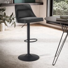 Barhocker >WL6.999< in Grau, Samt - 45x106x51cm...