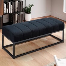 Sitzbank >WL7.010< in Schwarz, Samt - 108x40x40cm (BxHxT)