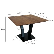 Couchtisch >WL7.012< in Akazie Braun, Massivholz & Metall - 60x40x60cm (BxHxT)