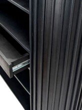 Bücherregal >WL7.013< in Mango Schwarz, Massivholz - 105x122x40cm (BxHxT)