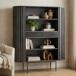 Bücherregal >WL7.013< in Mango Schwarz, Massivholz - 105x122x40cm (BxHxT)