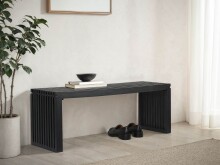 Sitzbank Akazie Massivholz 120 cm Schwarz Garderobenbank...