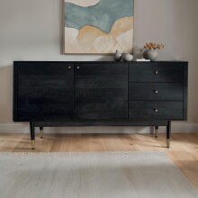 Sideboard >WL7.021< in Akazie Schwarz, Massivholz -...