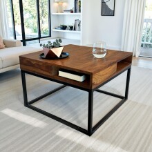 Couchtisch >WL7.022< in Sheesham / schwarz - 60x40x60 (BxHxT)