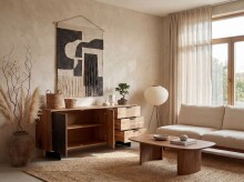 Sideboard >WL7.026< in Akazie / Steinoptik - 175x76x40 (BxHxT)